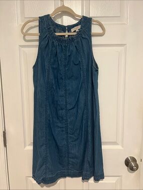 LOFT Denim Blue Sleeveless Chambray Shift Dress